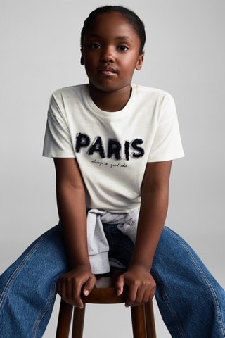 T-shirt imprimé perlé - Blanc cassé