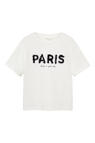 T-shirt imprimé perlé - Blanc cassé