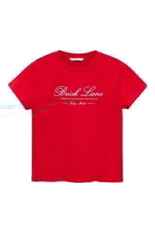 T-shirt coton détail brodé - Rouge