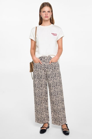 T-shirt coton détail brodé - Blanc cassé