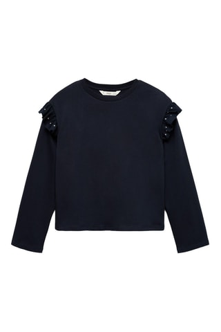 T-shirt clouté volants - Bleu marine