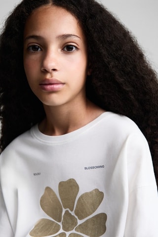 T-shirt coton imprimé - Blanc cassé