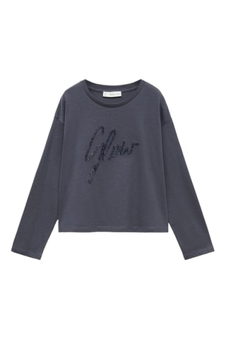 T-shirt coton perles - Bleu pétrole