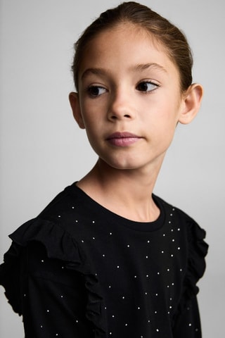 T-shirt à strass volanté - Noir