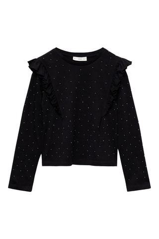 T-shirt à strass volanté - Noir