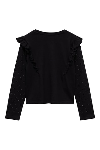 T-shirt à strass volanté - Noir