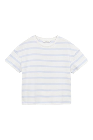 T-shirt coton à rayures - Bleu ciel