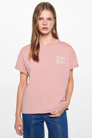 T-shirt en coton imprimé - Rose pâle