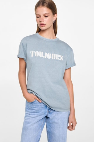T-shirt en coton imprimé - Bleu