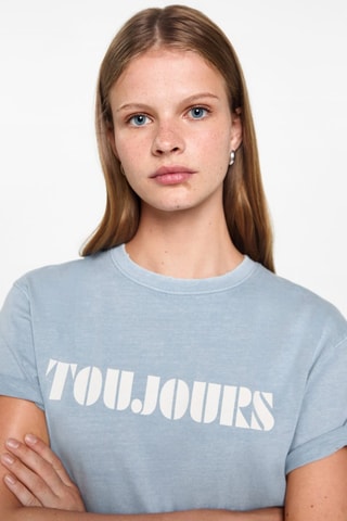 T-shirt en coton imprimé - Bleu