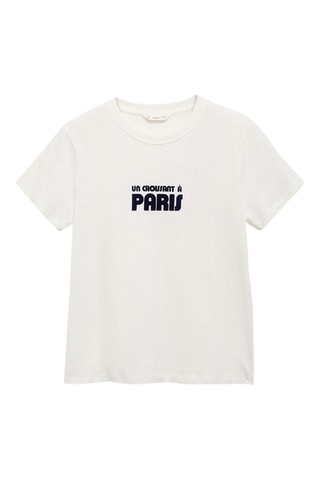 T-shirt coton imprimé - Blanc cassé