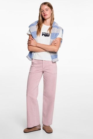 T-shirt coton imprimé - Blanc cassé