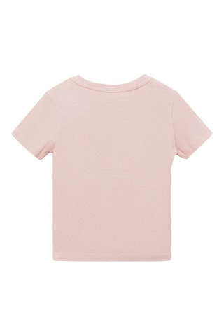 T-shirt imprimé maille côtelée - Rose clair