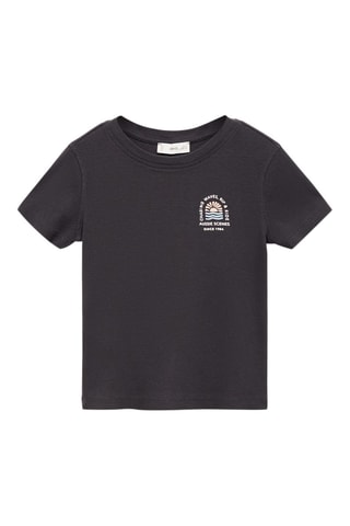 T-shirt imprimé maille côtelée - Anthracite