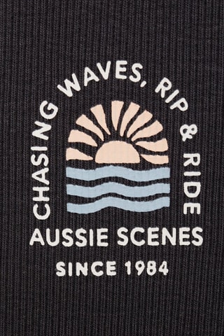 T-shirt imprimé maille côtelée - Anthracite