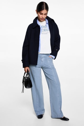 T-shirt coton imprimé - Blanc cassé