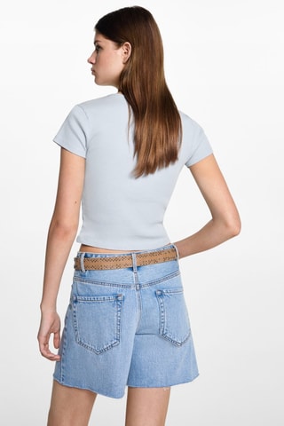 T-shirt col en V - Bleu ciel