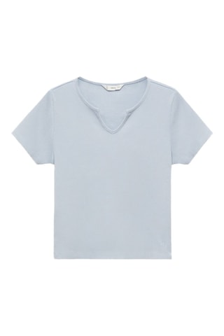 T-shirt col en V - Bleu ciel
