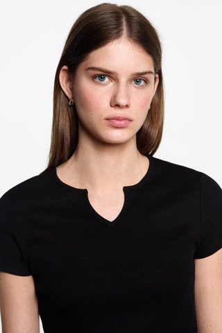 T-shirt col en V - Noir