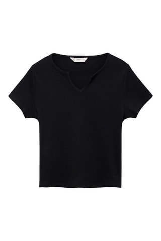 T-shirt col en V - Noir
