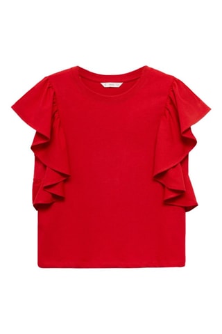 T-shirt en coton à volants - Rouge