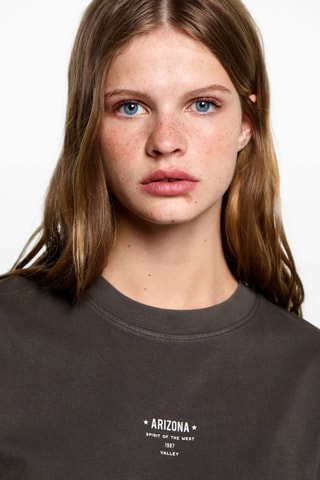 T-shirt crop imprimé - Anthracite