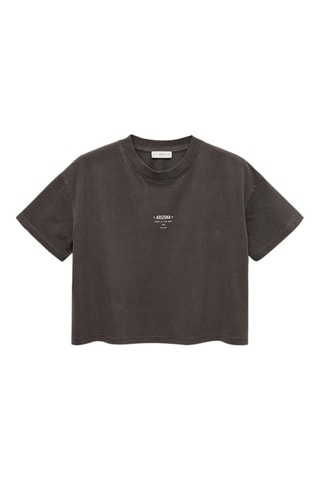 T-shirt crop imprimé - Anthracite