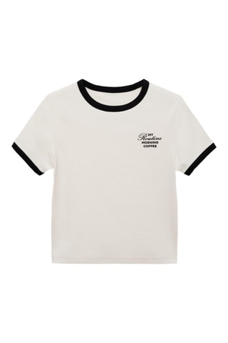 T-shirt imprimé contrastant - Blanc cassé