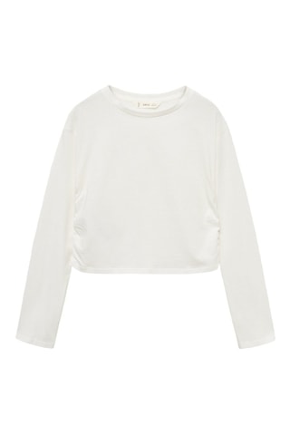 T-shirt détail froncé - Blanc cassé