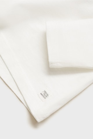 T-shirt manches longues poche - Blanc cassé