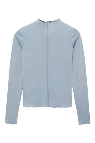 T-shirt manches longues coutures décoratives - Ciel