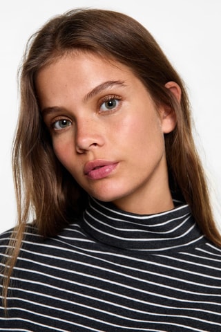 T-shirt rayures col roulé - Gris