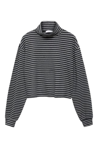 T-shirt rayures col roulé - Gris