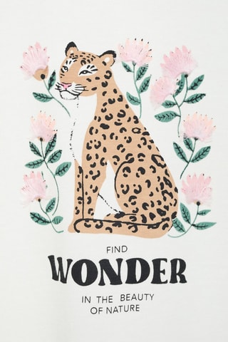 T-shirt panthère manches longues - Blanc cassé