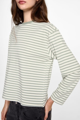 T-shirt manches longues rayures - Vert