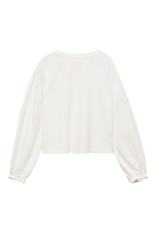 T-shirt manches longues détail strass - Blanc cassé