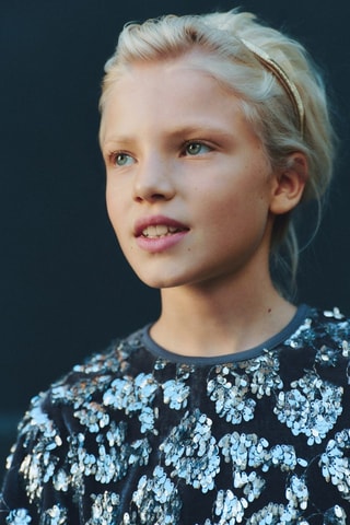 T-shirt paillettes - Bleu