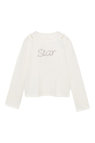 T-shirt paillettes - Blanc cassé