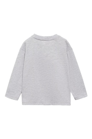 T-shirt manches longues imprimé relief - Gris chiné