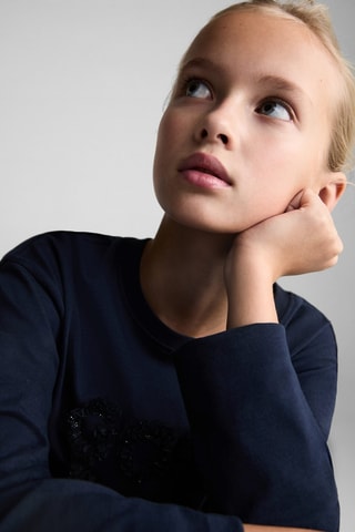 T-shirt détails relief - Bleu marine