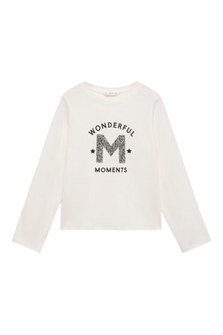 T-shirt imprimé pailleté - Blanc cassé