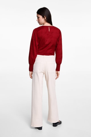 Blouse coton détails froncés - Rouge