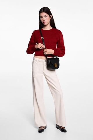 Blouse coton détails froncés - Rouge