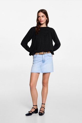 Blouse détails froncés - Noir