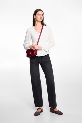 Blouse fluide froncée - Blanc cassé