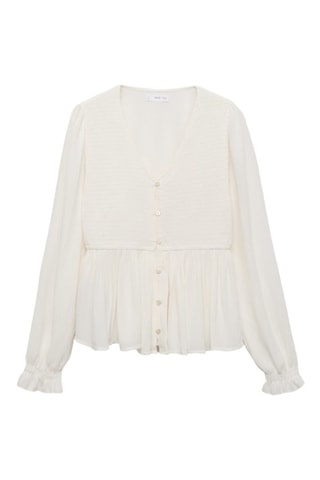 Blouse fluide froncée - Blanc cassé