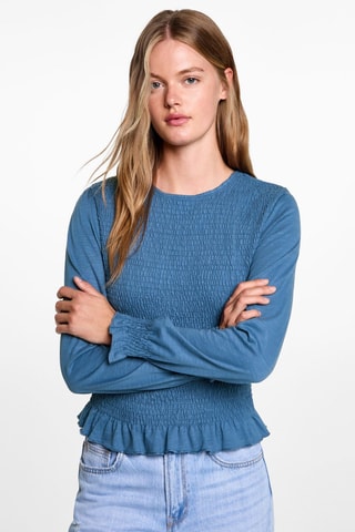 Blouse détail froncé - Bleu