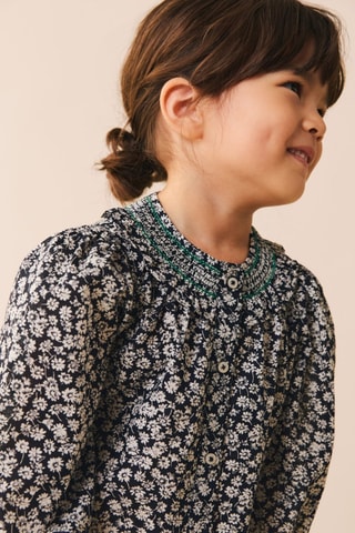 Blouse en imprimé floral - Bleu marine