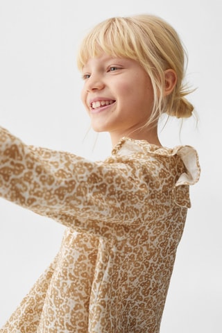 Blouse imprimée à volants - Ocre