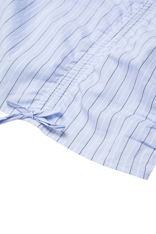 Blouse à rayures et noeud - Bleu